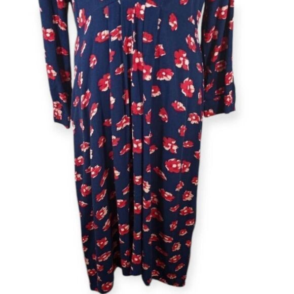 SCOOP NAVY & RED FLORAL SHIRT MIDI DRESS SZ.M EUC - Picture 4 of 8
